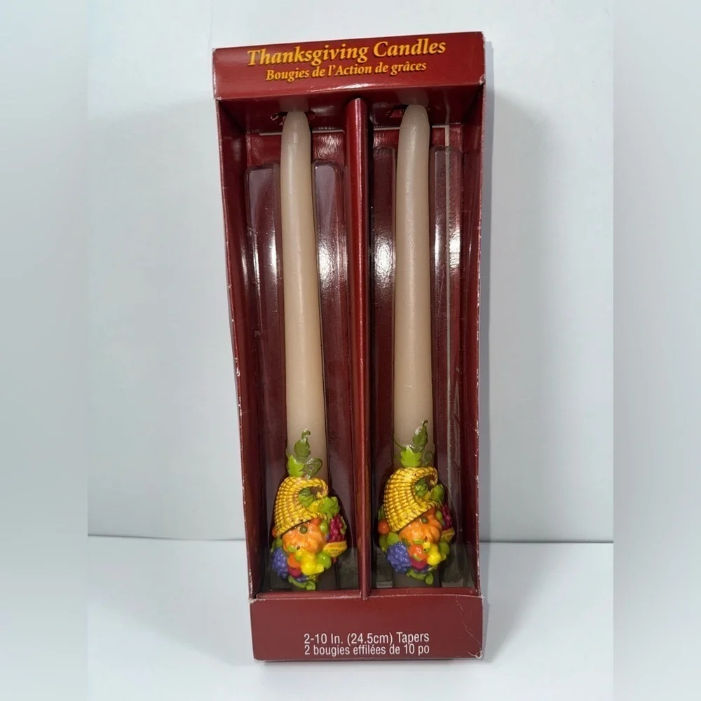 NIB Set of 2 Vintage Thanksgiving  Candles - 10” tapers